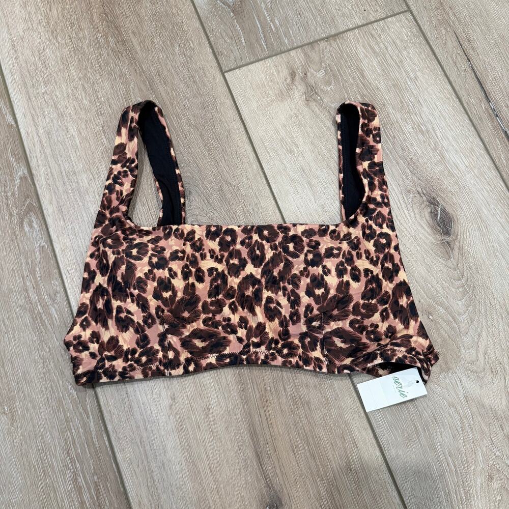 Aerie NWT Bikini Top - Cheetah Scoop Back - Size Large